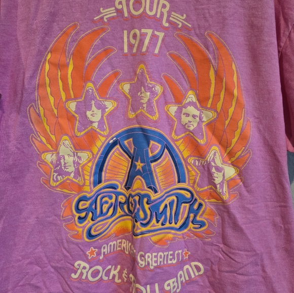 Aerosmith 1977 Tour Pink T-Shirt - Picture 3 of 4
